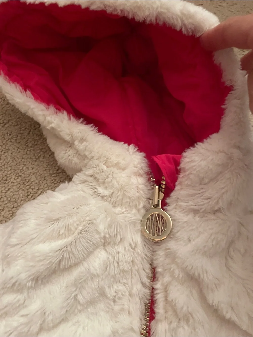 DKNY Girls' Bright Pink Reversible Hooded Quilted Puffer Coat